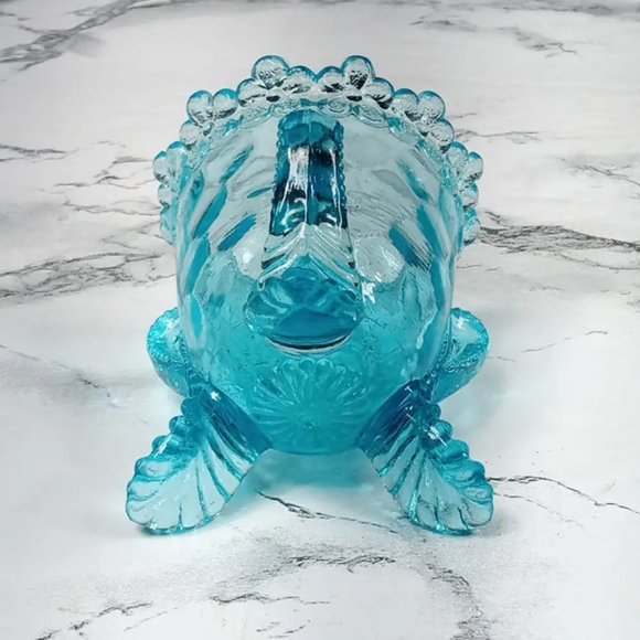 Degenhart Glass Forget Me Not Trinket Toothpick Paperweight Vtg - Picture 5 of 9